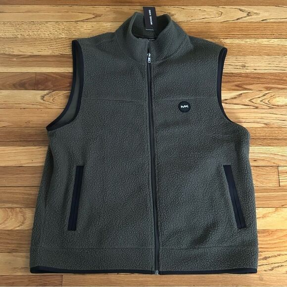 Michael Kors Men's Full Zip Sherpa Vest Olive Green Size XL - Picture 1 of 9